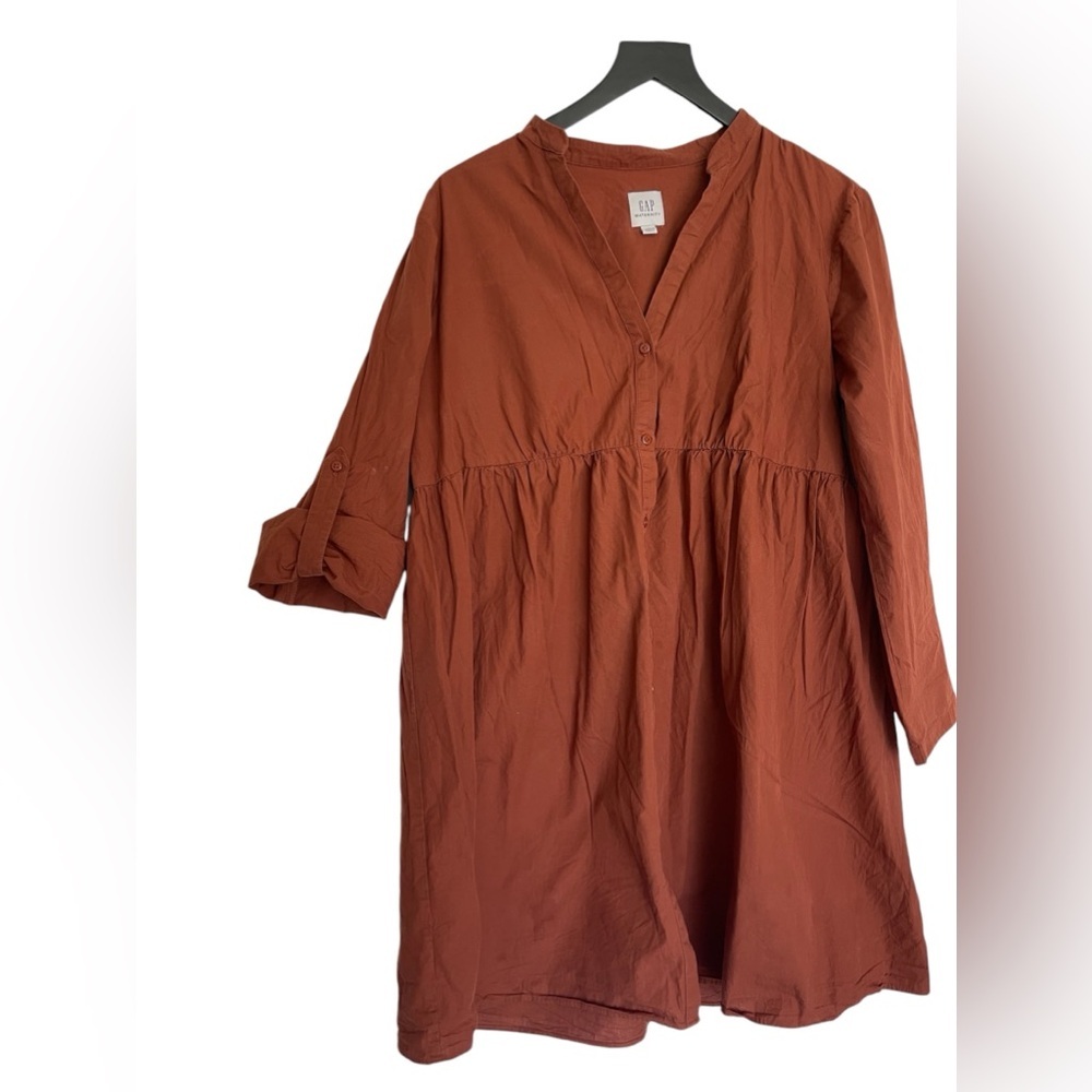Gap Rustic Orange Maternity Button Down Dress - image 1